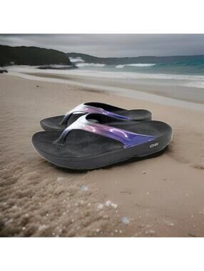 OOFOS Women's OOlala Luxe Recovery Sandals US 10 Calypso Ombre colorway Shoes